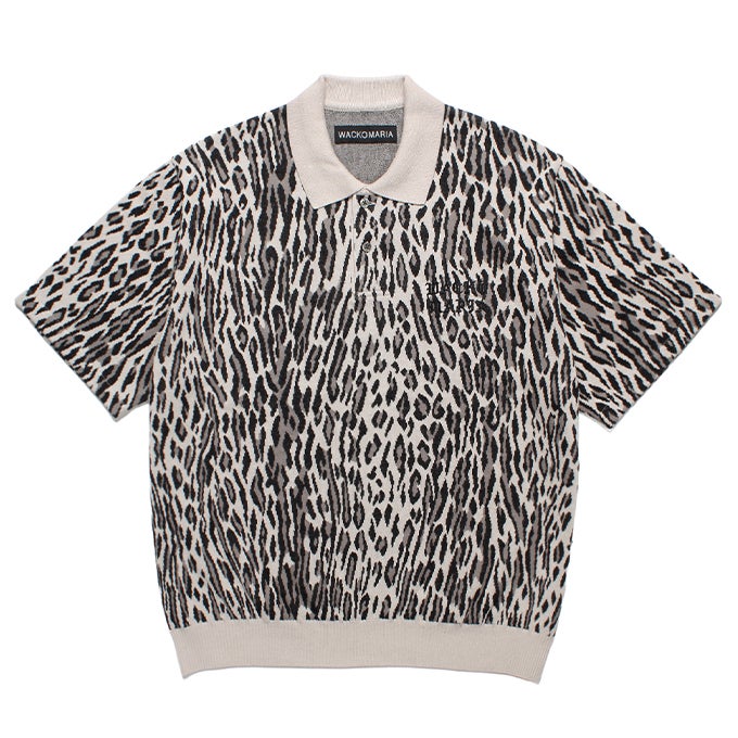 WACKO MARIA LEOPARD JACQUARD KNIT POLO SHIRT ( TYPE-1