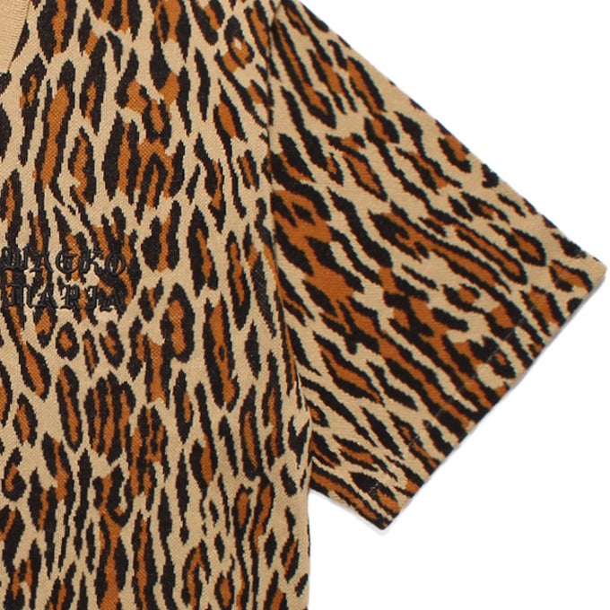 WACKO MARIA LEOPARD JACQUARD KNIT POLO SHIRT ( TYPE-1