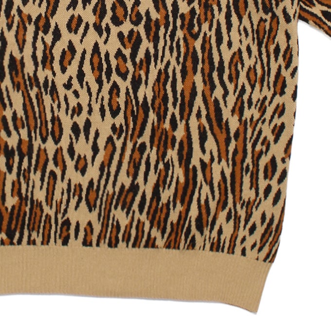 WACKO MARIA LEOPARD JACQUARD KNIT POLO SHIRT ( TYPE-1