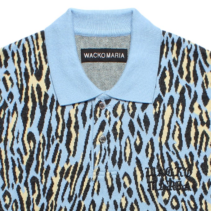 WACKO MARIA LEOPARD JACQUARD KNIT POLO SHIRT ( TYPE-1