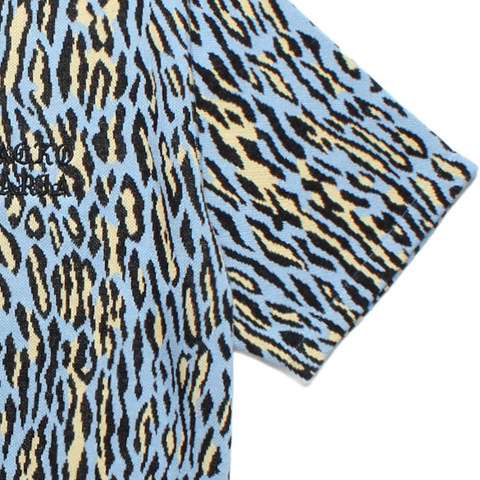 WACKO MARIA LEOPARD JACQUARD KNIT POLO SHIRT ( TYPE-1