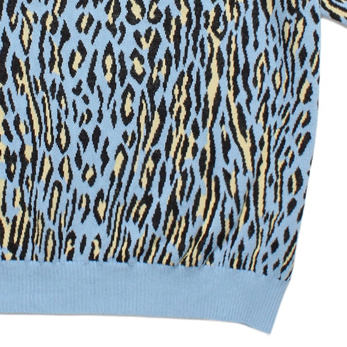 WACKO MARIA LEOPARD JACQUARD KNIT POLO SHIRT ( TYPE-1