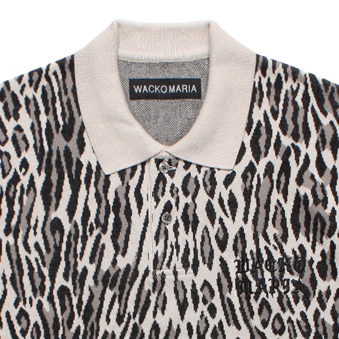 WACKO MARIA LEOPARD JACQUARD KNIT POLO SHIRT ( TYPE-1