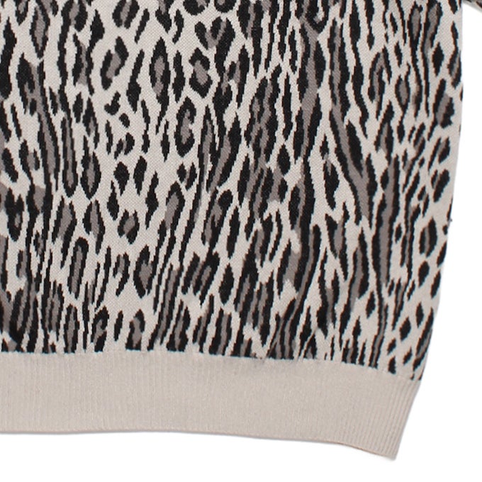 WACKO MARIA LEOPARD JACQUARD KNIT POLO SHIRT ( TYPE-1