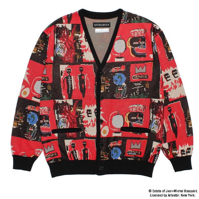 WACKO MARIA JEAN-MICHEL BASQUIAT / JACQUARD KNIT CARDIGAN ( TYPE-2