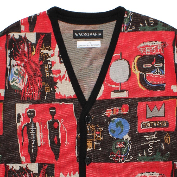 WACKO MARIA JEAN-MICHEL BASQUIAT / JACQUARD KNIT CARDIGAN ( TYPE-2