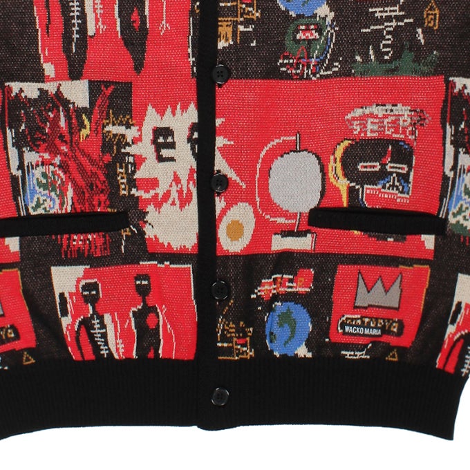 WACKO MARIA JEAN-MICHEL BASQUIAT / JACQUARD KNIT CARDIGAN ( TYPE-2