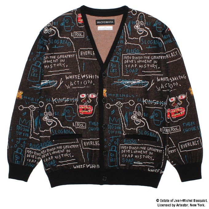 WACKO MARIA JEAN-MICHEL BASQUIAT / JACQUARD KNIT CARDIGAN ( TYPE-1