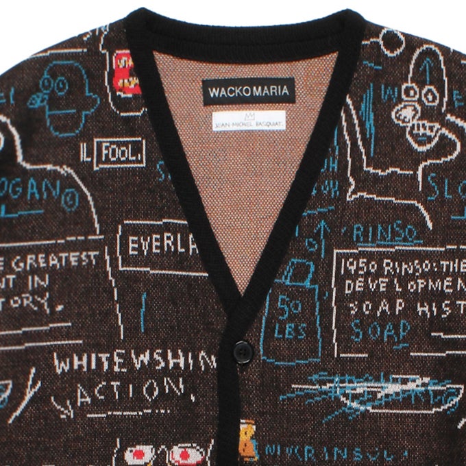 WACKO MARIA JEAN-MICHEL BASQUIAT / JACQUARD KNIT CARDIGAN ( TYPE-1