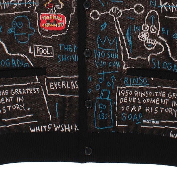 WACKO MARIA JEAN-MICHEL BASQUIAT / JACQUARD KNIT CARDIGAN ( TYPE-1