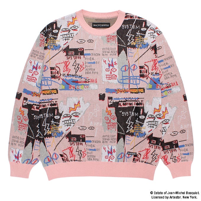 WACKO MARIA JEAN-MICHEL BASQUIAT / JACQUARD KNIT SWEATER ( TYPE-3