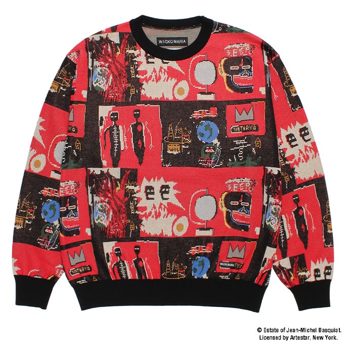 WACKO MARIA JEAN-MICHEL BASQUIAT / JACQUARD KNIT SWEATER ( TYPE-2