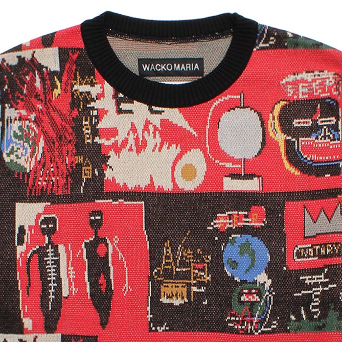 WACKO MARIA JEAN-MICHEL BASQUIAT / JACQUARD KNIT SWEATER ( TYPE-2