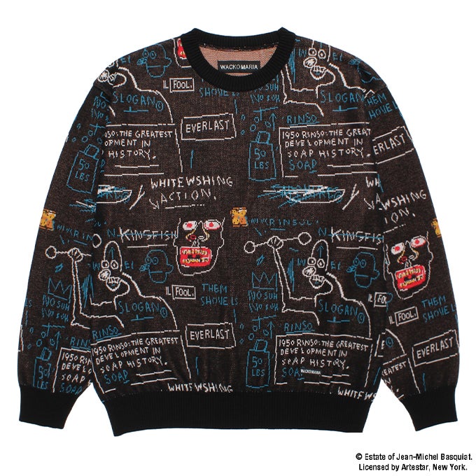WACKO MARIA JEAN-MICHEL BASQUIAT / JACQUARD KNIT SWEATER ( TYPE-1