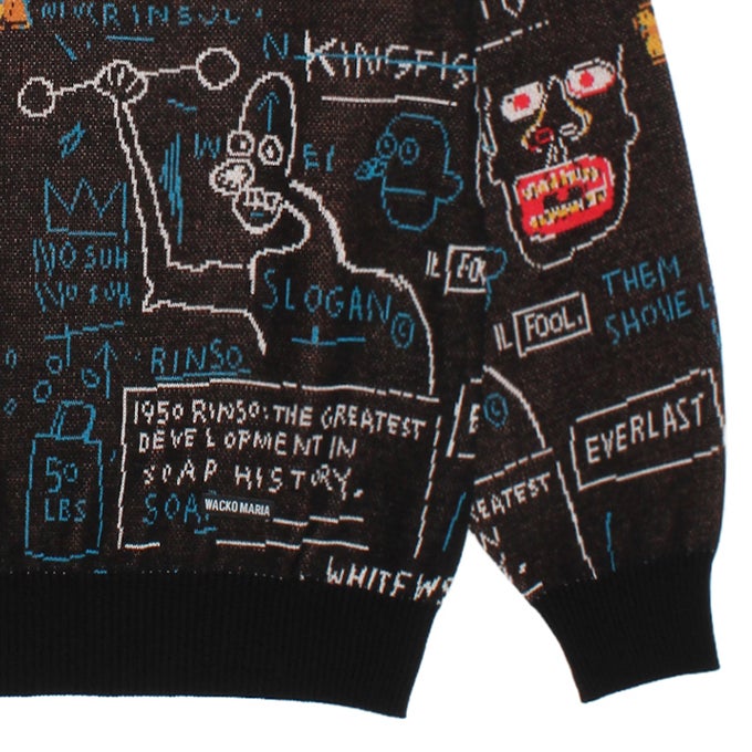 WACKO MARIA JEAN-MICHEL BASQUIAT / JACQUARD KNIT SWEATER ( TYPE-1