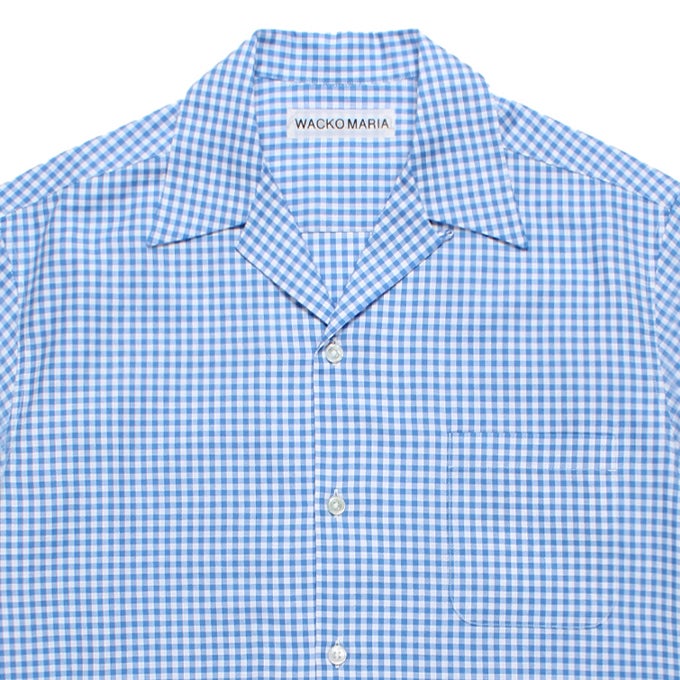 WACKO MARIA BEZ TEKSTIL / GINGHAM CHECK OPEN COLLAR SHIRT