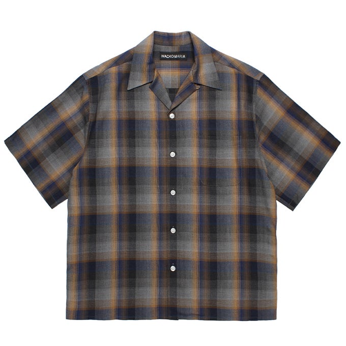 WACKO MARIA OMBRE CHECK OPEN COLLAR SHIRT S/S ( TYPE-1