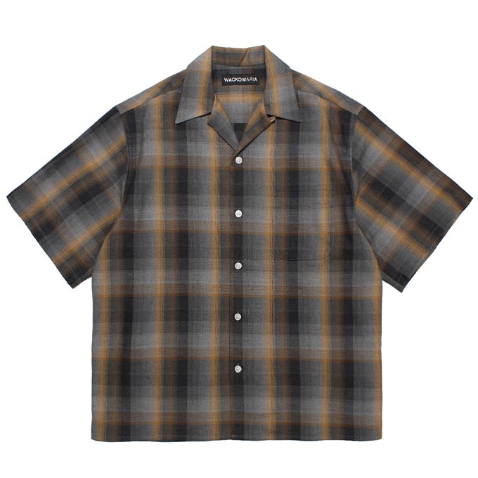 WACKO MARIA OMBRE CHECK OPEN COLLAR SHIRT S/S ( TYPE-1