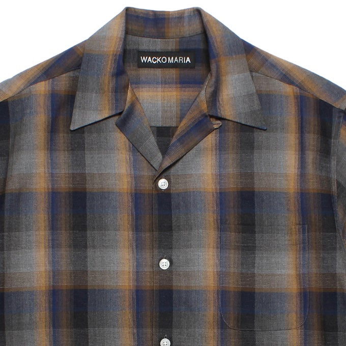 WACKO MARIA OMBRE CHECK OPEN COLLAR SHIRT S/S ( TYPE-1