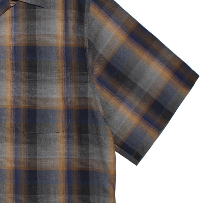 WACKO MARIA OMBRE CHECK OPEN COLLAR SHIRT S/S ( TYPE-1