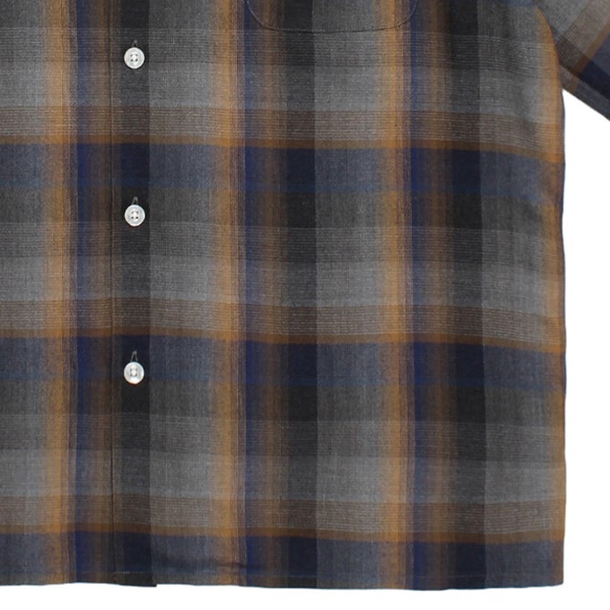 WACKO MARIA OMBRE CHECK OPEN COLLAR SHIRT S/S ( TYPE-1