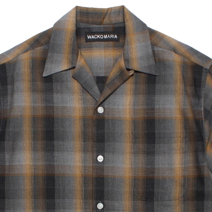 WACKO MARIA OMBRE CHECK OPEN COLLAR SHIRT S/S ( TYPE-1