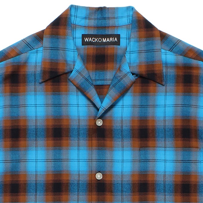 WACKO MARIA OMBRE CHECK OPEN COLLAR SHIRT S/S ( TYPE-2