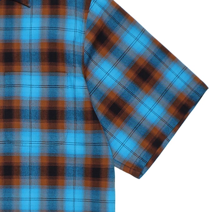 WACKO MARIA OMBRE CHECK OPEN COLLAR SHIRT S/S ( TYPE-2