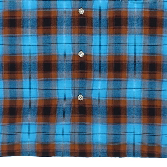 WACKO MARIA OMBRE CHECK OPEN COLLAR SHIRT S/S ( TYPE-2