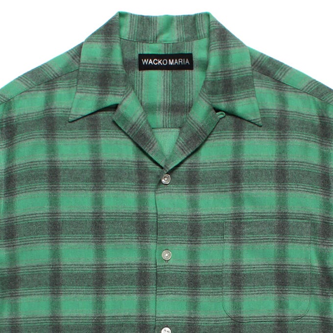 WACKO MARIA OMBRE CHECK OPEN COLLAR SHIRT S/S ( TYPE-3