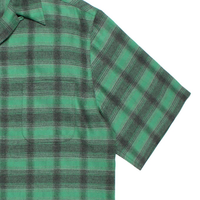 WACKO MARIA OMBRE CHECK OPEN COLLAR SHIRT S/S ( TYPE-3