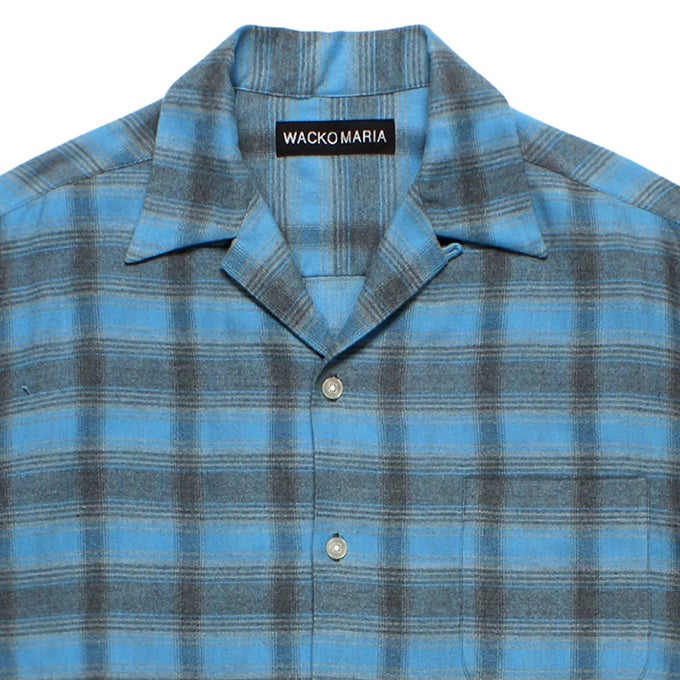 WACKO MARIA OMBRE CHECK OPEN COLLAR SHIRT S/S ( TYPE-3