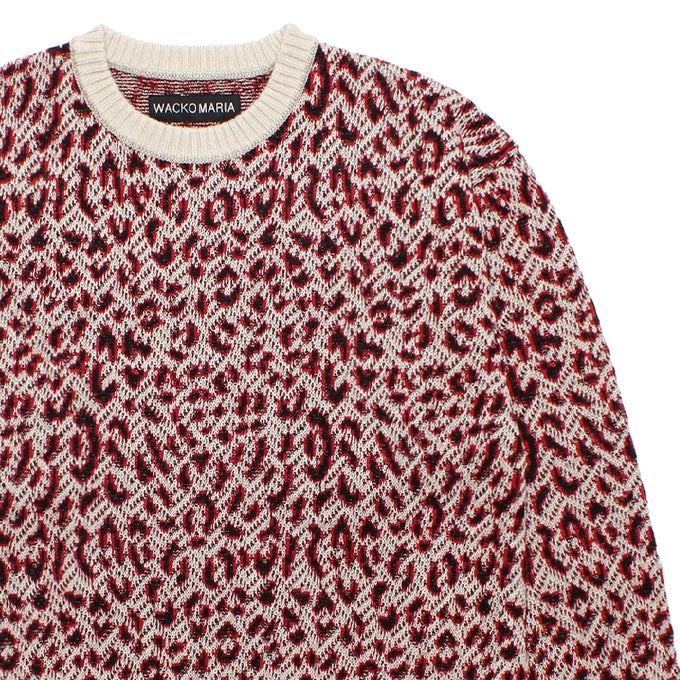 WACKO MARIA LEOPARD JACQUARD CREW NECK SWEATER | LOCKSTOCK/STLIKE